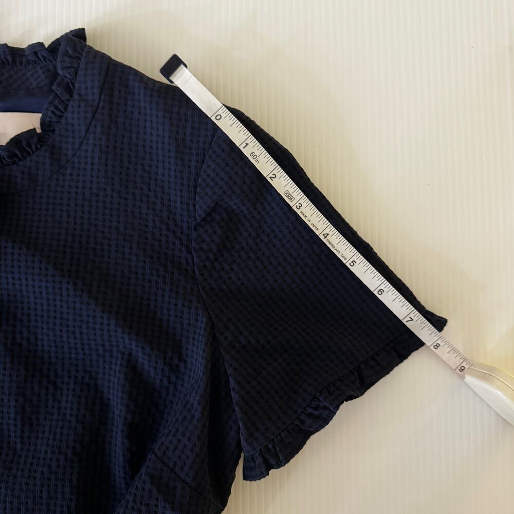 Gal Meets Glam Maisie Navy Blue Seersucker Ruffle Tiered Dress Sz 4 Cottagecore - Picture 11 of 16